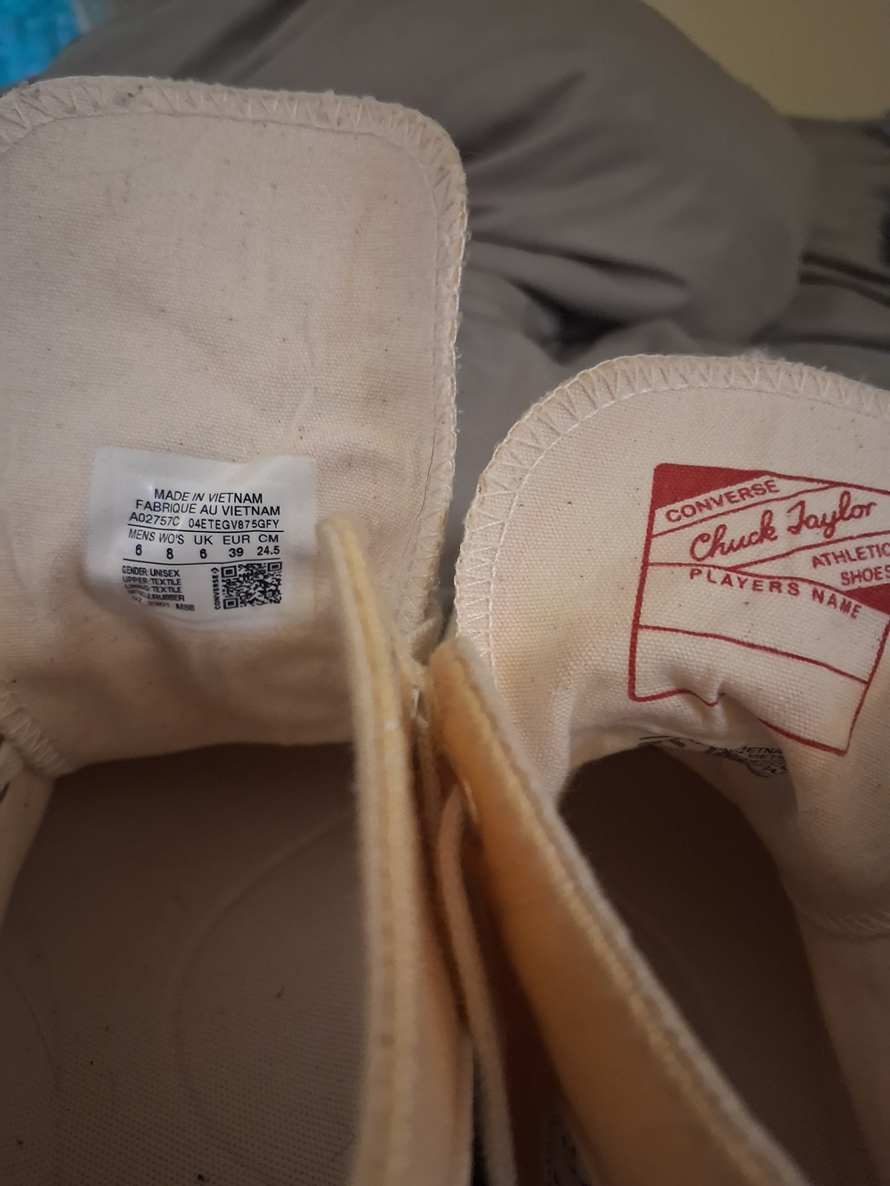Converse High Top Sneakers in Light Yellow Canvas - Picture 3 of 6